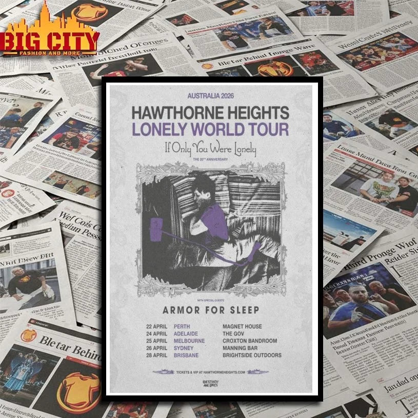 Hawthorne Heights Lonely World Australia Tour 2026 Poster shirt