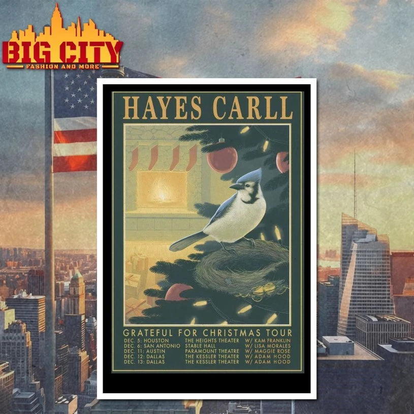 Hayes Carll &amp; Friends The Grateful for Christmas Tour 2025 Poster shirt