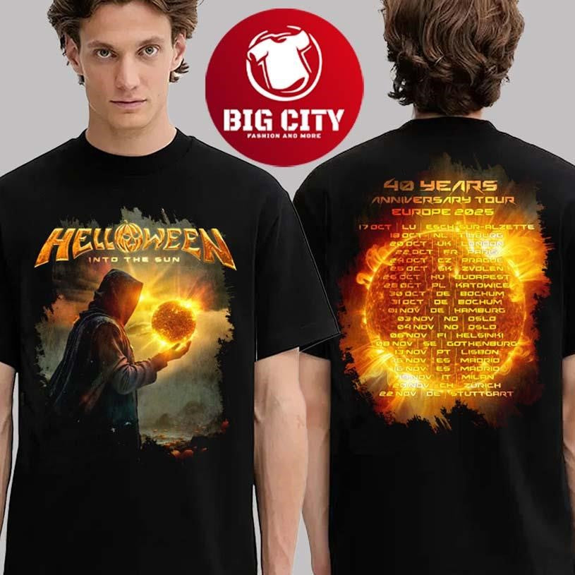 Helloween Into The Sun 40 Year Anniversary Tour Europe 2025 Dates List Two Sided Shirt