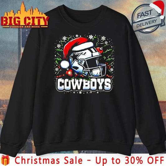 Helmet Santa Hat Dallas Cowboys Christmas shirt