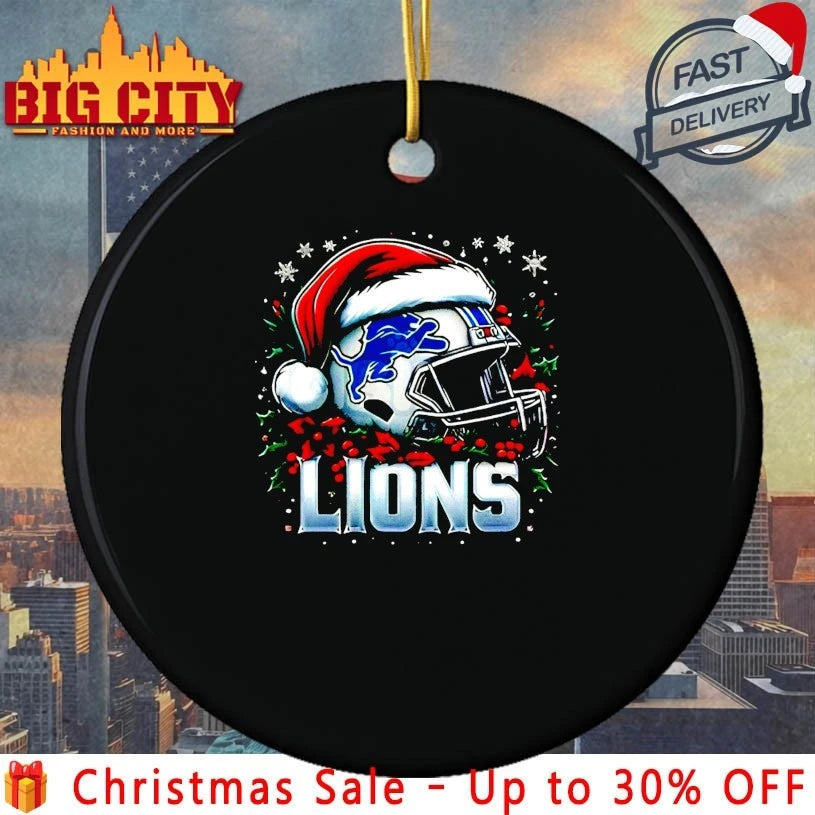 Helmet Santa Hat Detroit Lions Christmas shirt