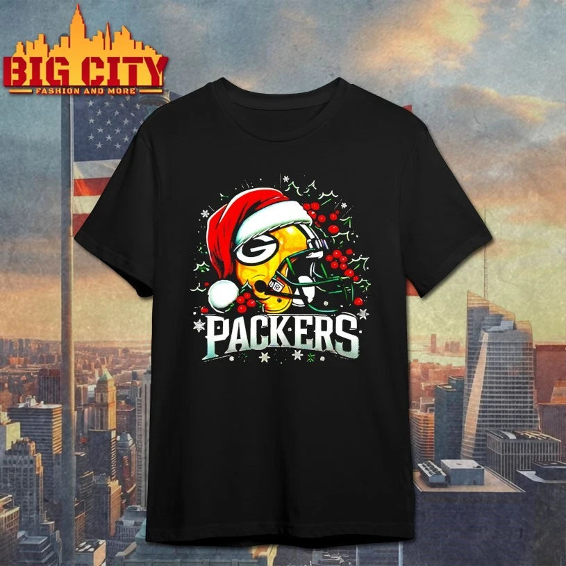 Helmet Santa Hat Green Bay Packers Christmas shirt