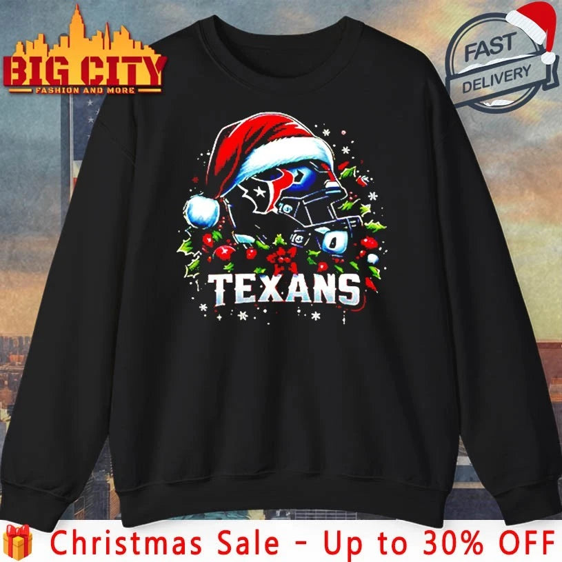 Helmet Santa Hat Houston Texans Christmas shirt