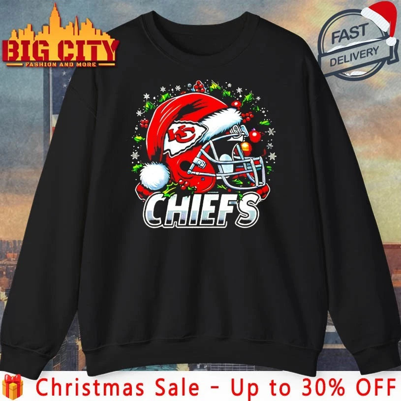 Helmet Santa Hat Kansas City Chiefs Christmas shirt