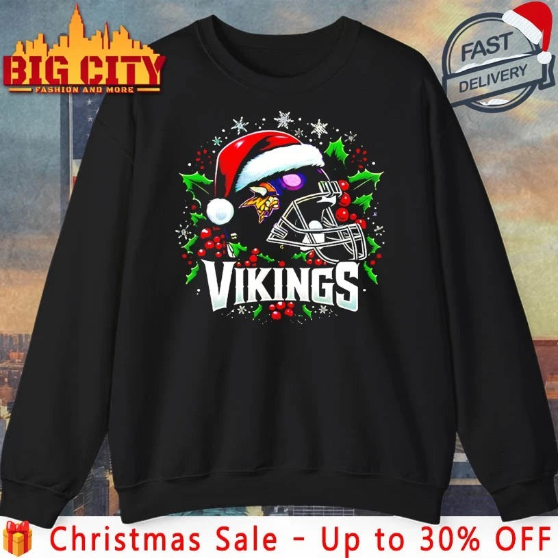 Helmet Santa Hat Minnesota Vikings Christmas shirt