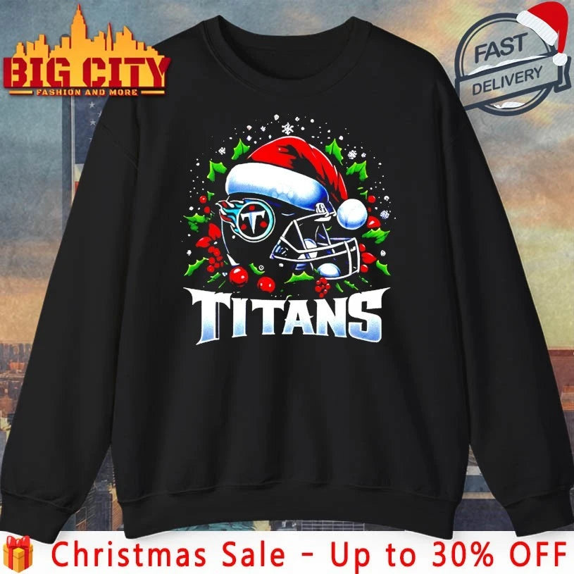 Helmet Santa Hat Tennessee Titans Christmas shirt