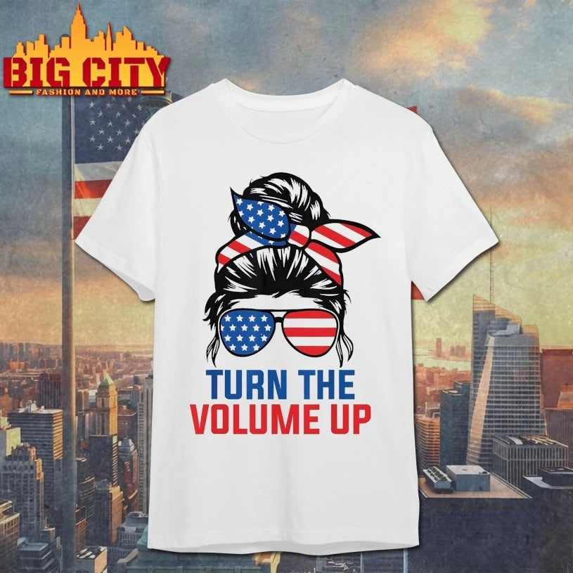 Hippie Girl Turn the Volume Up Zohran Mamdani shirt