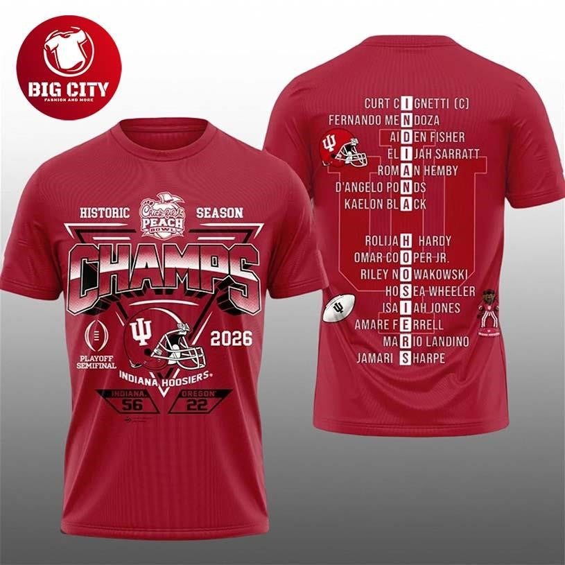 Hoosiers Football Historic Season Champs 2026 Two Sided Shirt