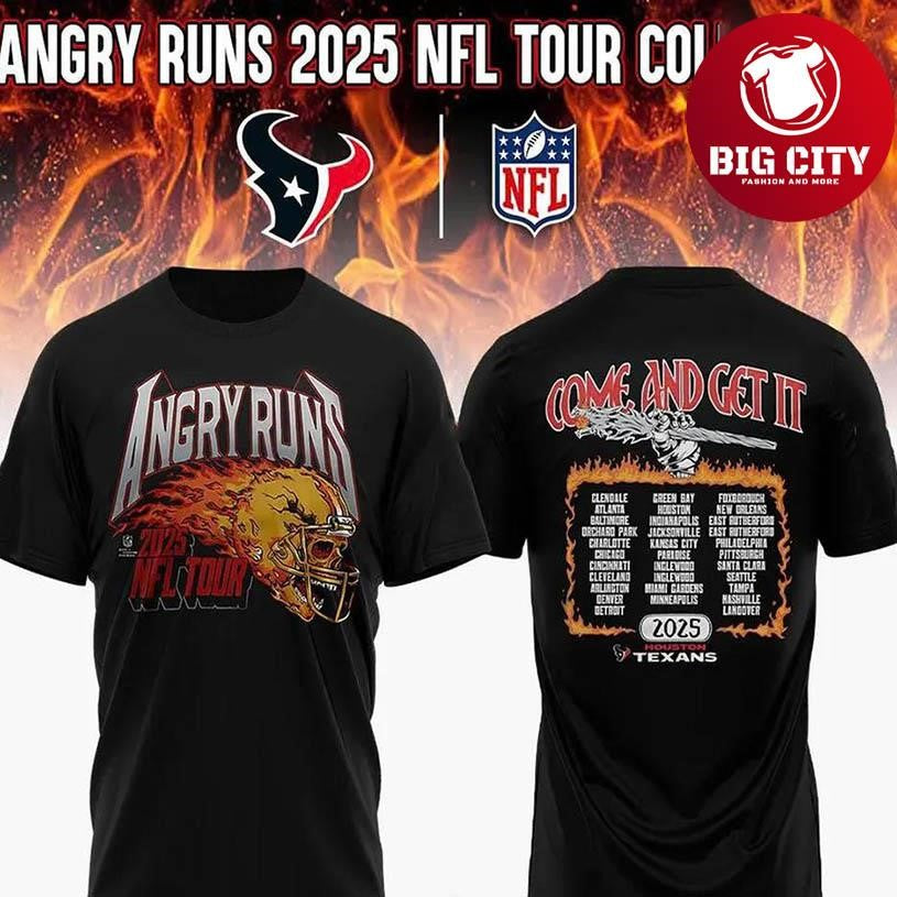 Houston Texans x Angry Runs 2025 Two Sided Shirt