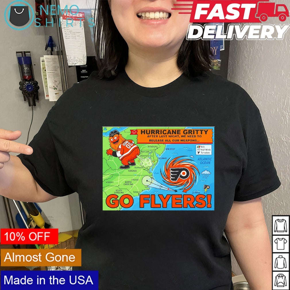 Hurricane Gritty go Flyers map shirt