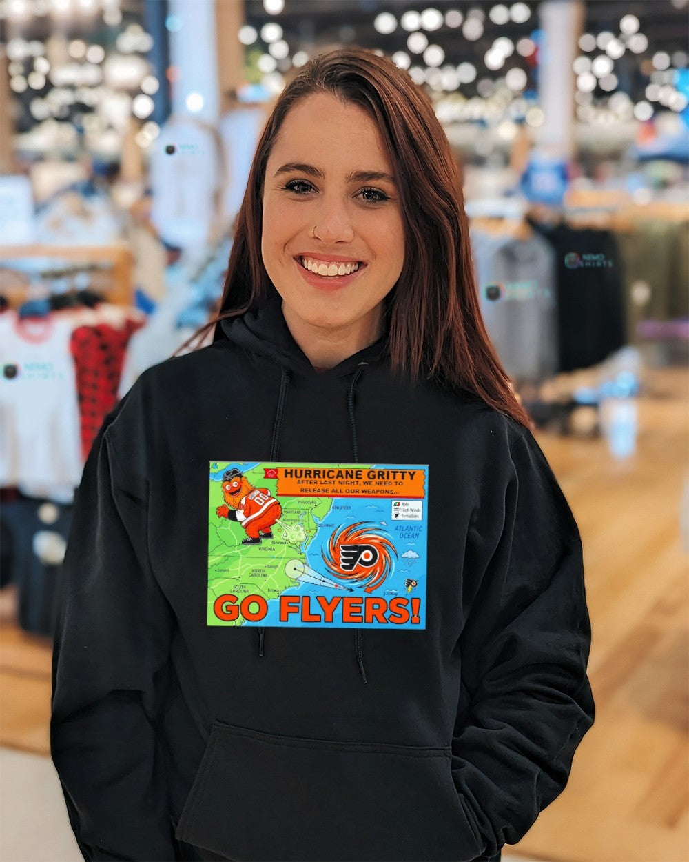 Hurricane Gritty go Flyers map shirt