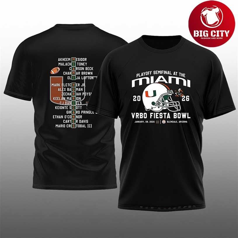 Hurricanes VRBO Fiesta Bowl 2026 Playoff Semifinal at the Miami Two Sided Shirt