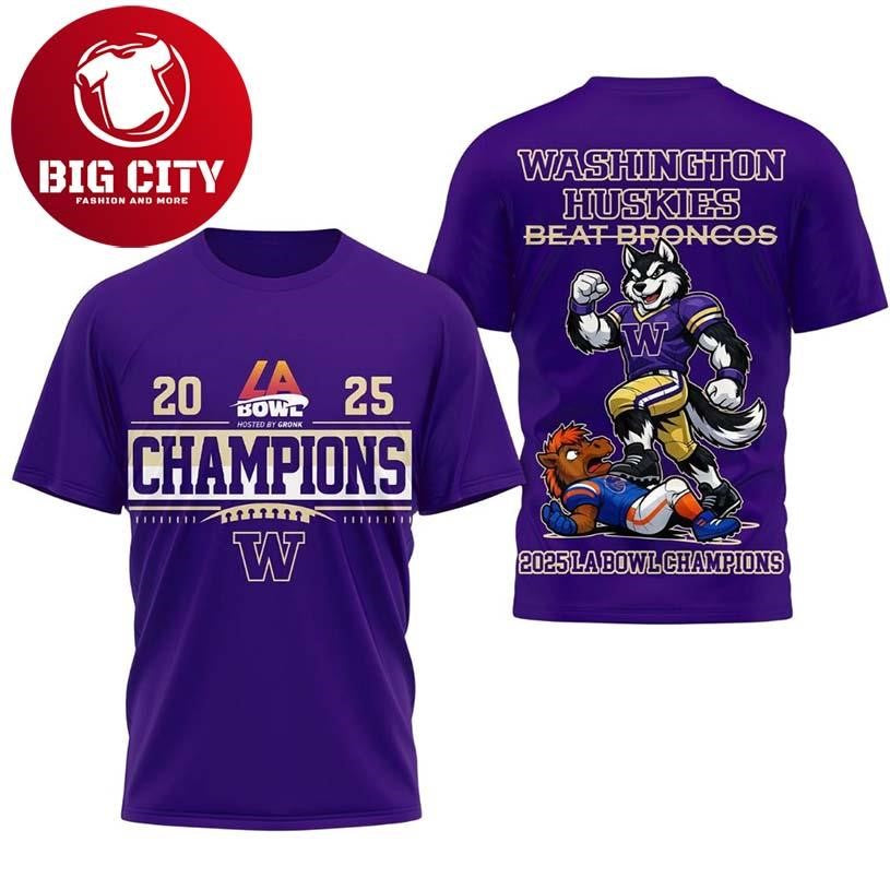 Huskies 2025 LA Bowl Champions Two Sided Shirt