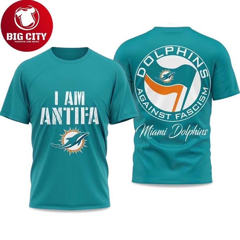 I Am Antifa Dolphins Against Fascism 2025 New Two Sided Shirt
