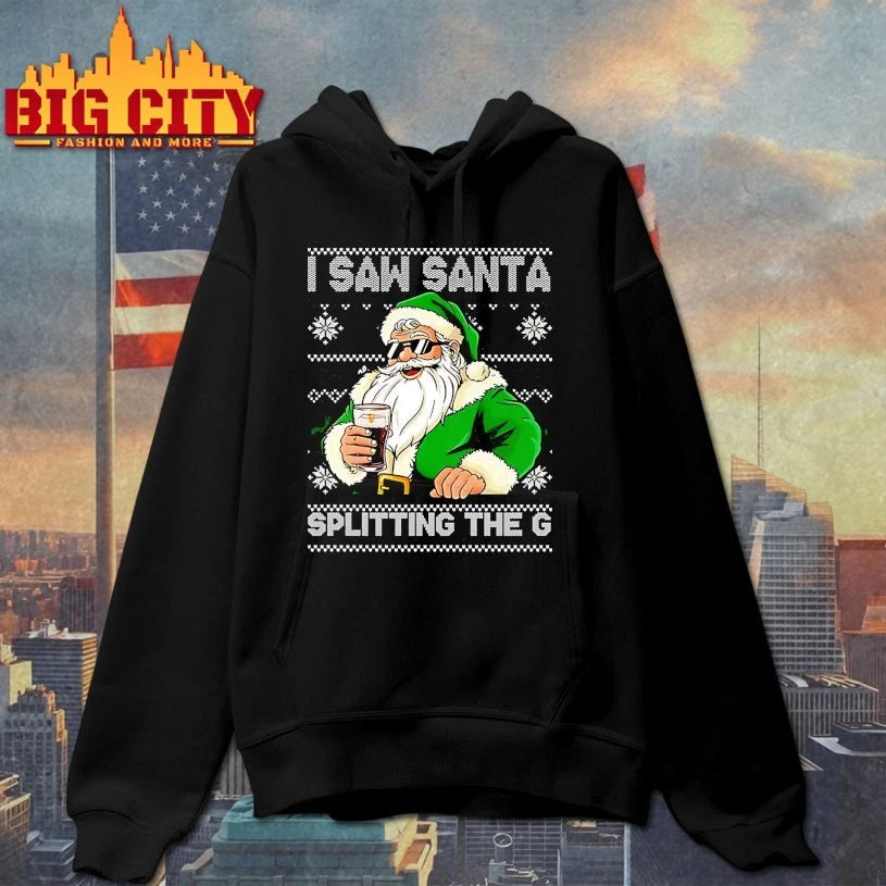 I Saw Santa Splitting The G ugly christmas shirt