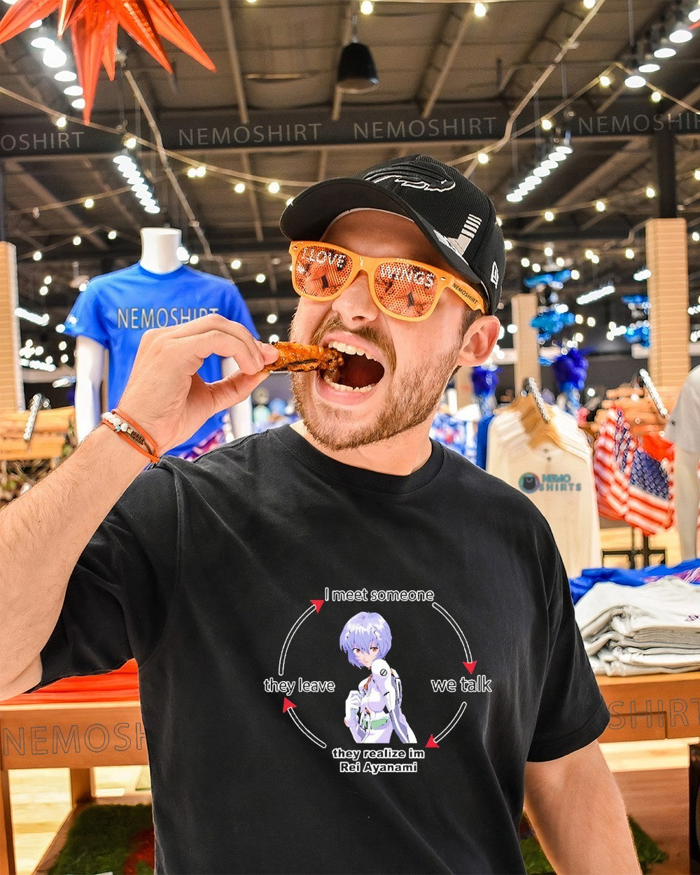 I meet someone they leave we talk they realize I’m Rei Ayanami shirt