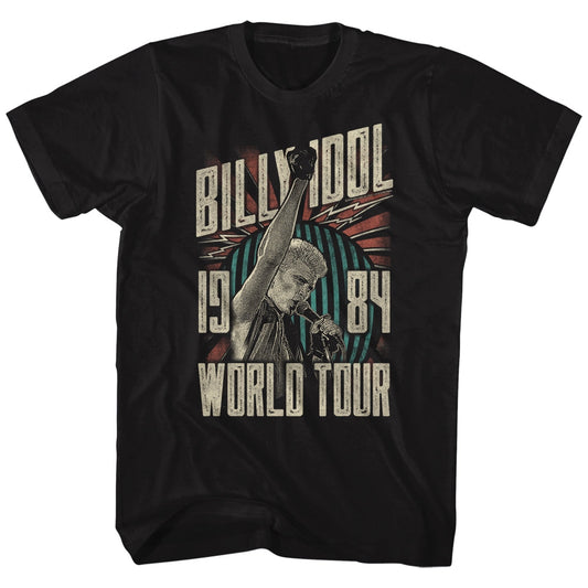 Billy Idol Mens S/S T-Shirt - World Tour - Solid Black