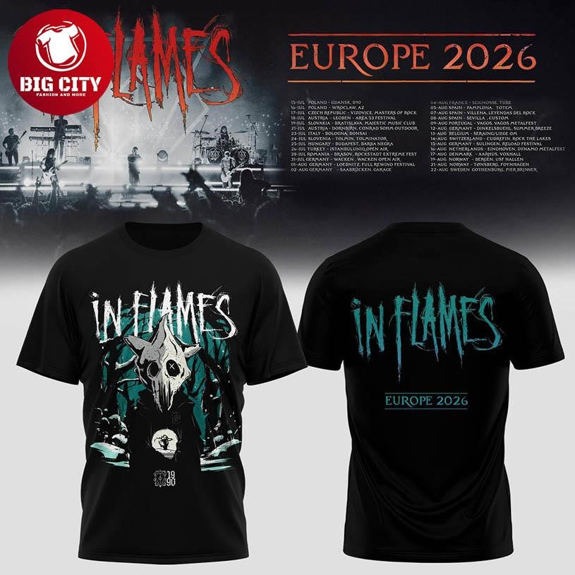 In Flames European Summer Tour 2026 Celebrate Two Sided Shirt