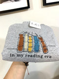 "In My Reading Era" Embroidered Sweatshirt - Cozy Literary Apparel - Bookworm Gift - Custom Embroidery T-Shirts, Hoodie