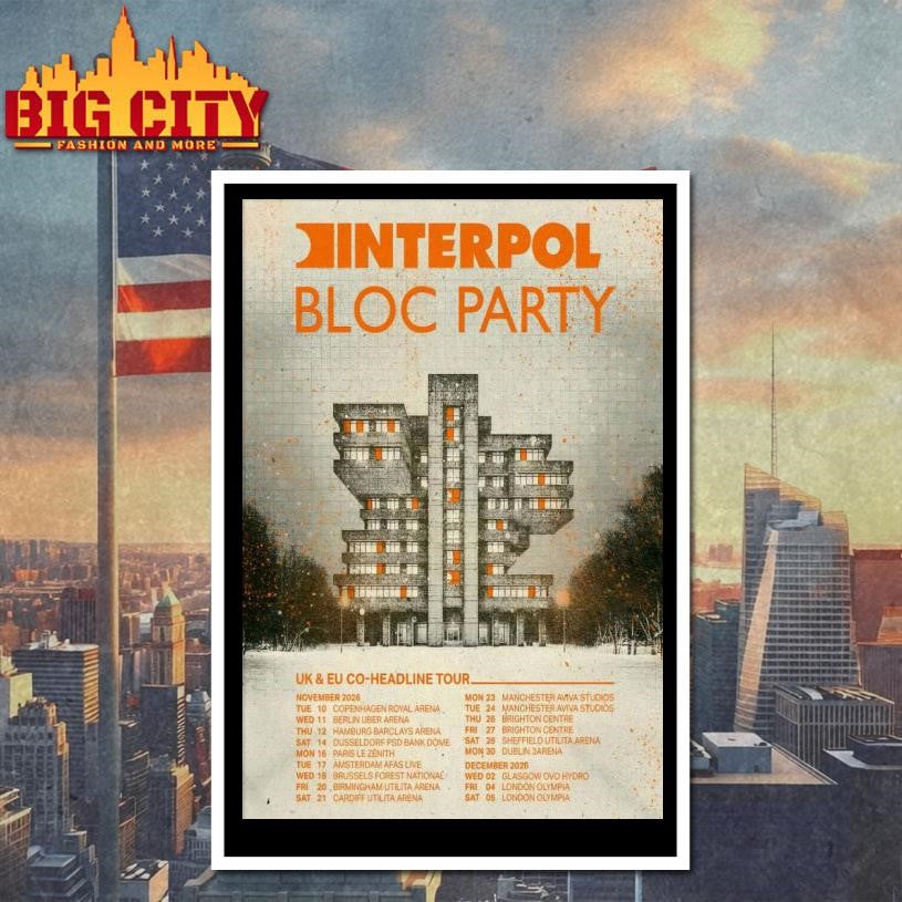 Interpol 2025 Uk And EU CO-Headline Tour Poster Shirt