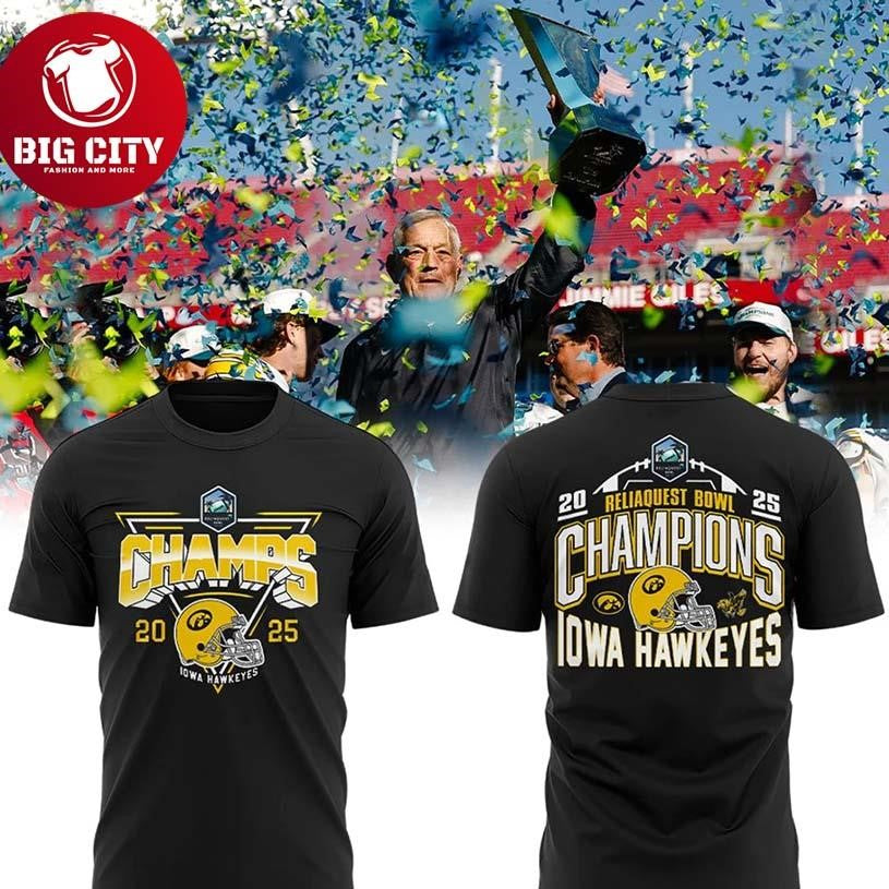 Iowa Hawkeyes ReliaQuest Bowl Champs Special Two Sided Shirt