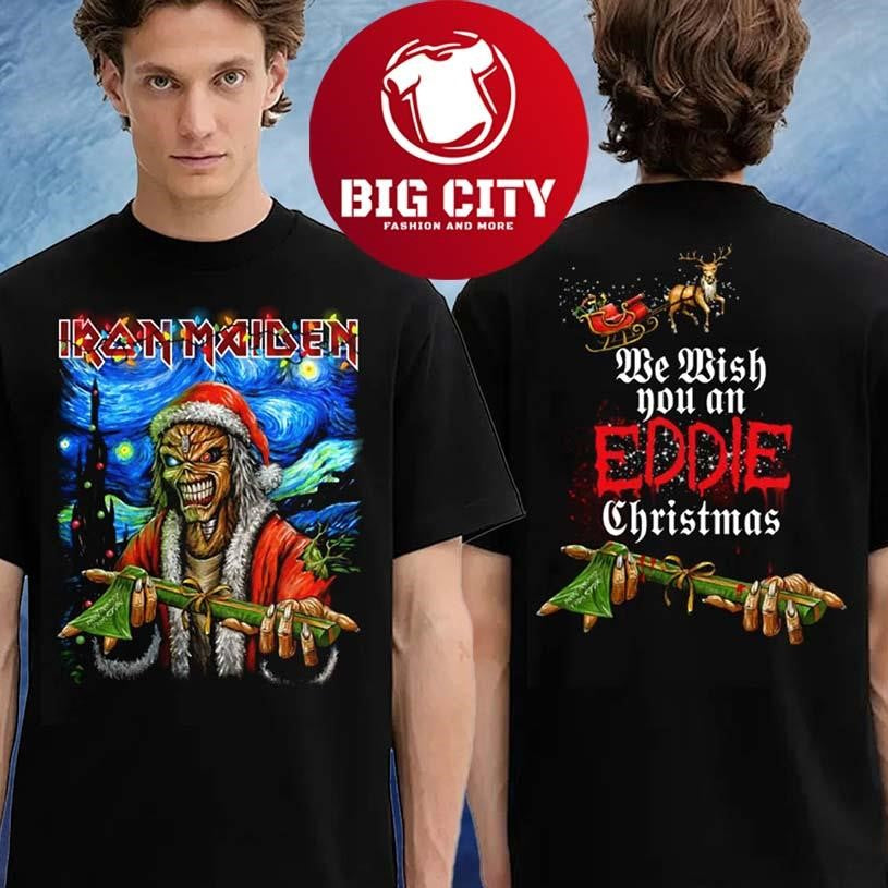 Iron Maiden Deadly Night We Wish You An Eddie Christmas 2025 Two Sided Shirt