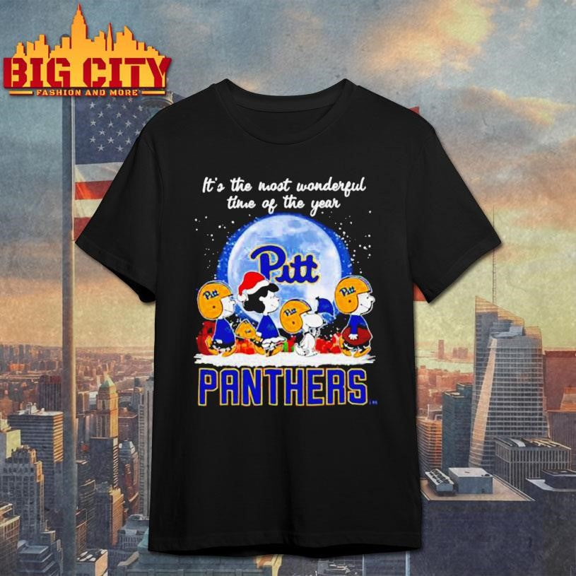It’s The Most Wonderful Time Of The Years Peanuts Characters X Pittsburgh Panthers Merry Christmas Shirt
