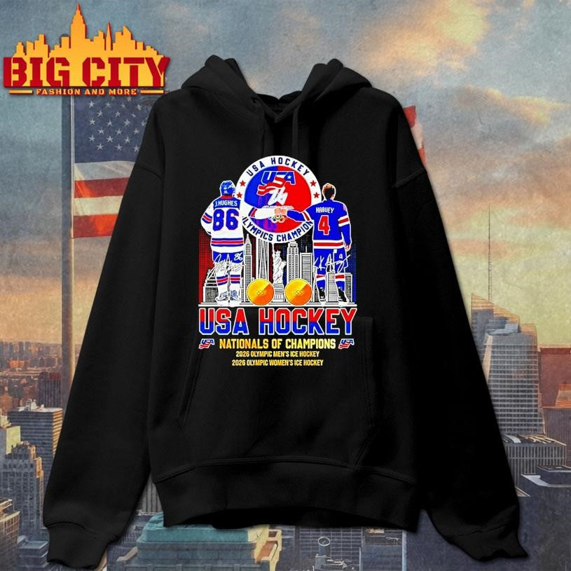 J Hughes Fist Bump Harvey Usa Hockey Nationals Of Champions Hockey City Skyline Shirt