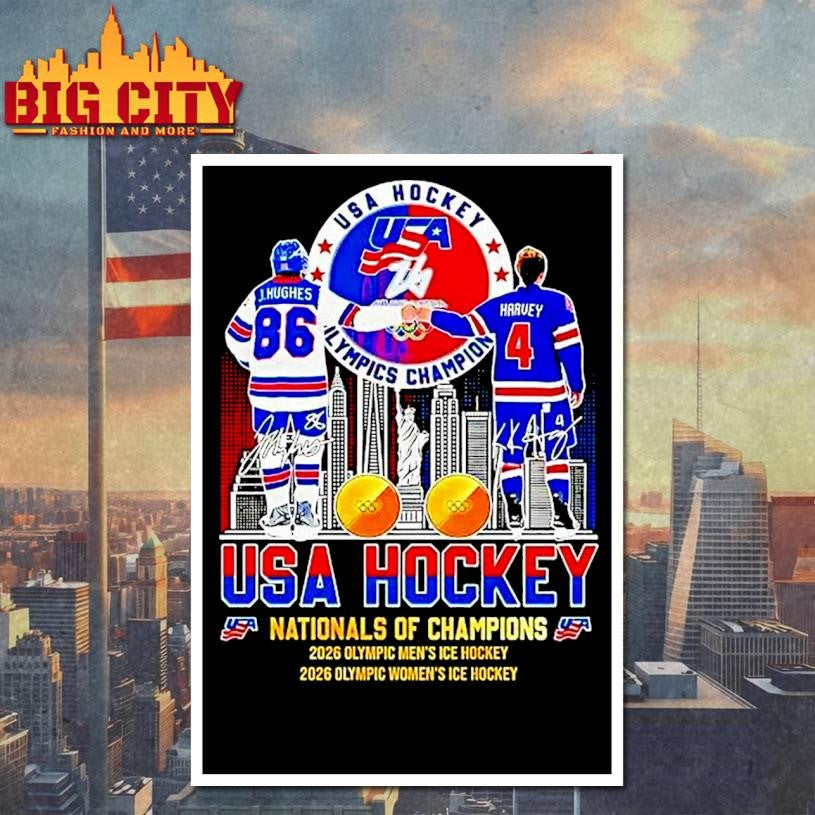 J Hughes Fist Bump Harvey Usa Hockey Nationals Of Champions Hockey City Skyline Shirt