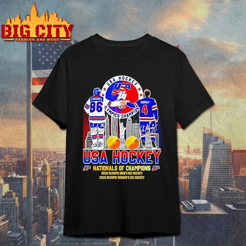 J Hughes Fist Bump Harvey Usa Hockey Nationals Of Champions Hockey City Skyline Shirt