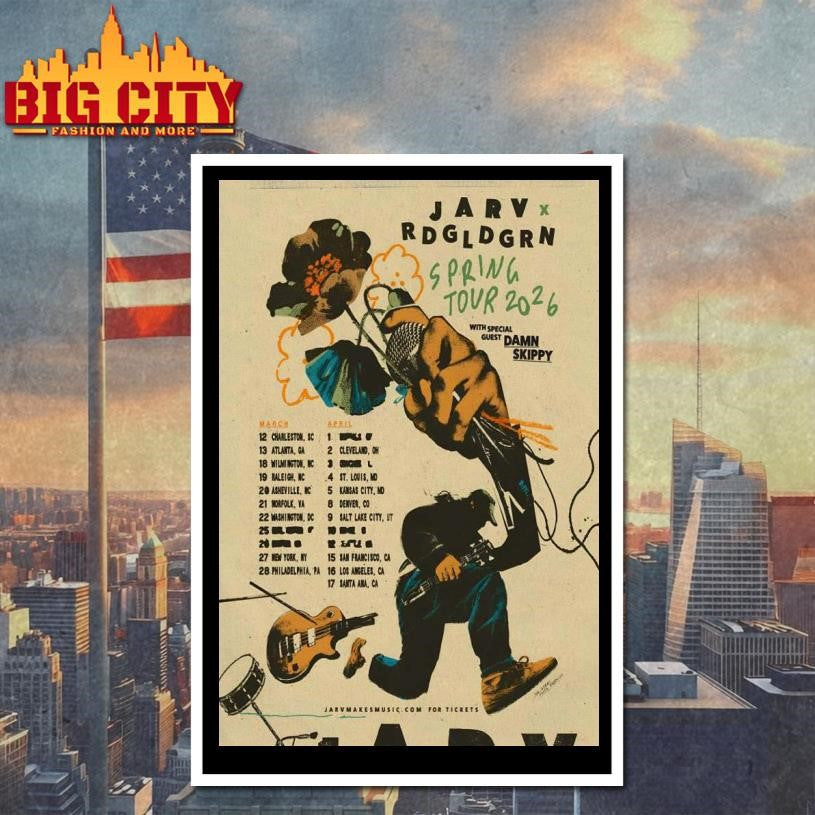 JARV And Red Gold Green Spring Tour 2026 Poster Shirt