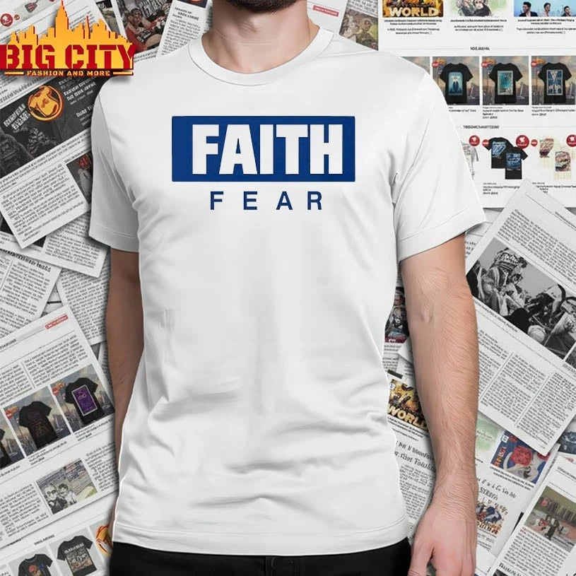 Jack Damuni wearing FAITH FEAR shirt