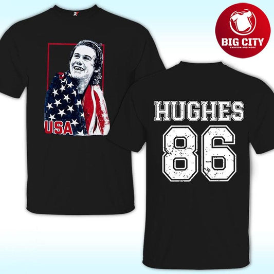 Jack Hughes USA Hockey Patriotic Hockey Two Sided Shirt