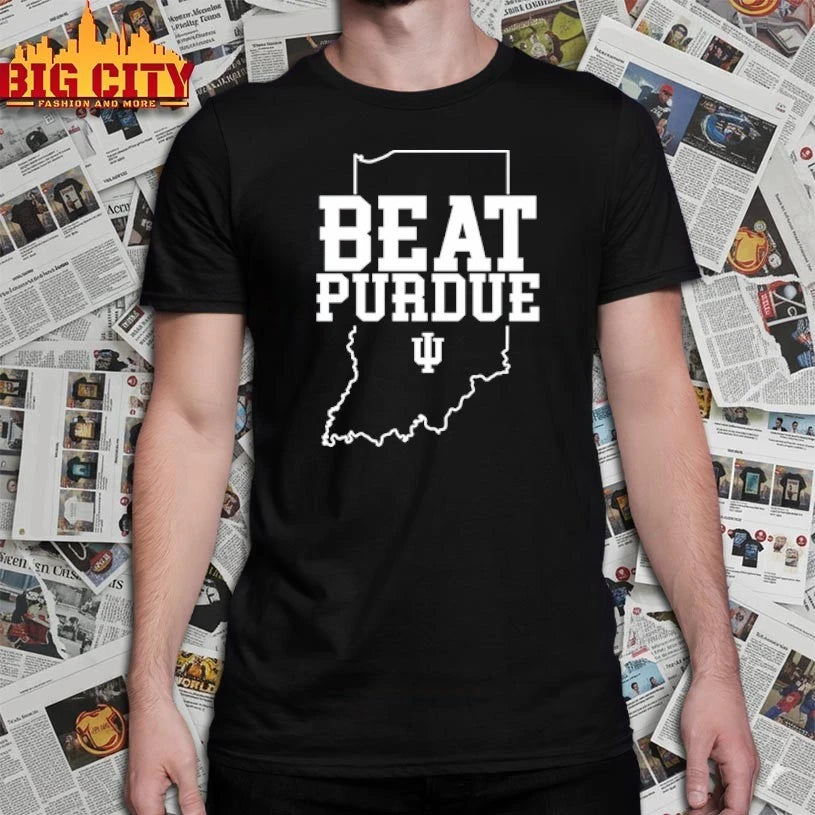Jacob Mangum-Farrar Wearing Indiana Beat Purdue Map shirt