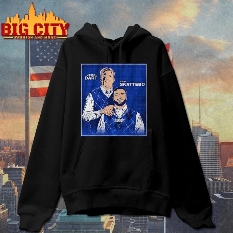 Jaxson Dart &amp; Cam Skattebo Family Portrait shirts