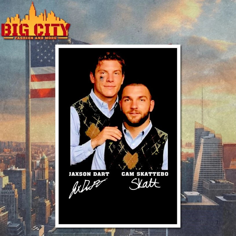 Jaxson Dart &amp; Cam Skattebo Step Brothers signatures shirt