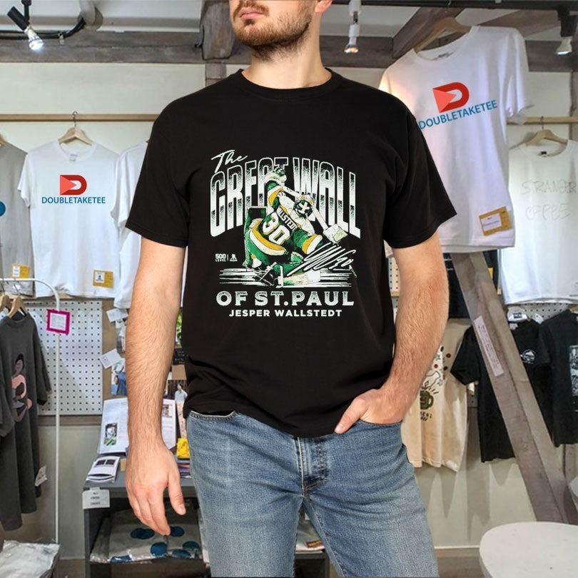 Jesper Wallstedt Minnesota Wild The Great Wall Of St. Paul NHL Signature T-Shirts