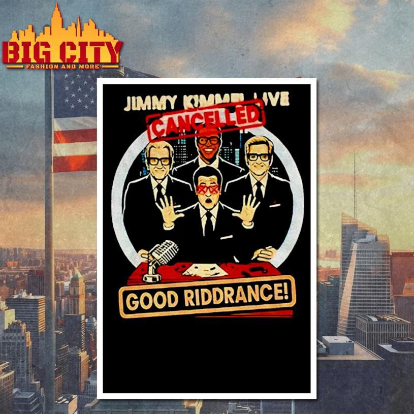 Jimmy Kimmel live cancelled good riddance cartoon shirt