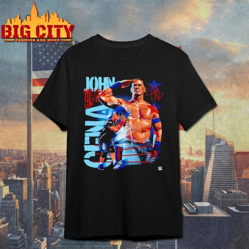 John Cena Never Give Up Salute signature graphic shirt