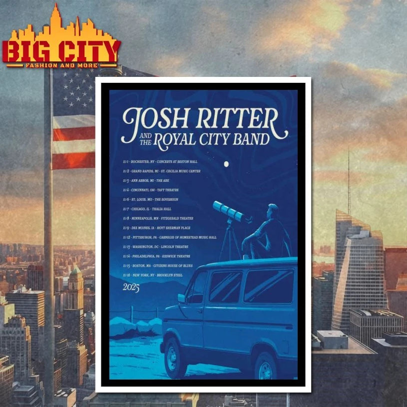Josh Ritter And The Royal City Band Fall Tour 2025 Poster Shirts