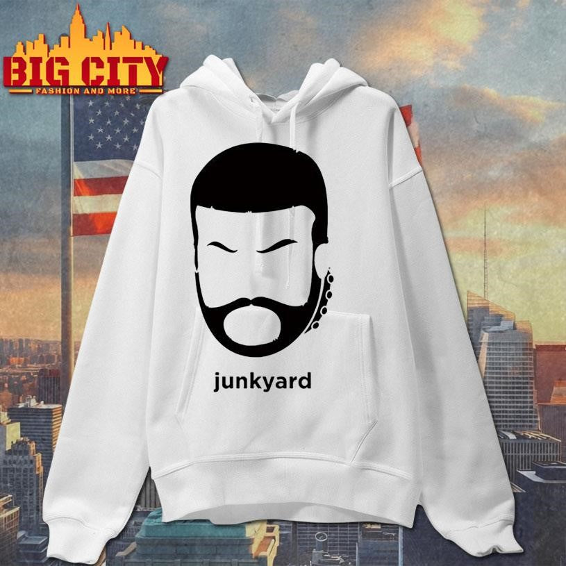 Junkyard dog face black and white shirt