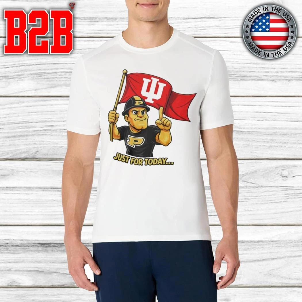Just For Today Purdue Pete With Flag Indiana Hoosier Shirt