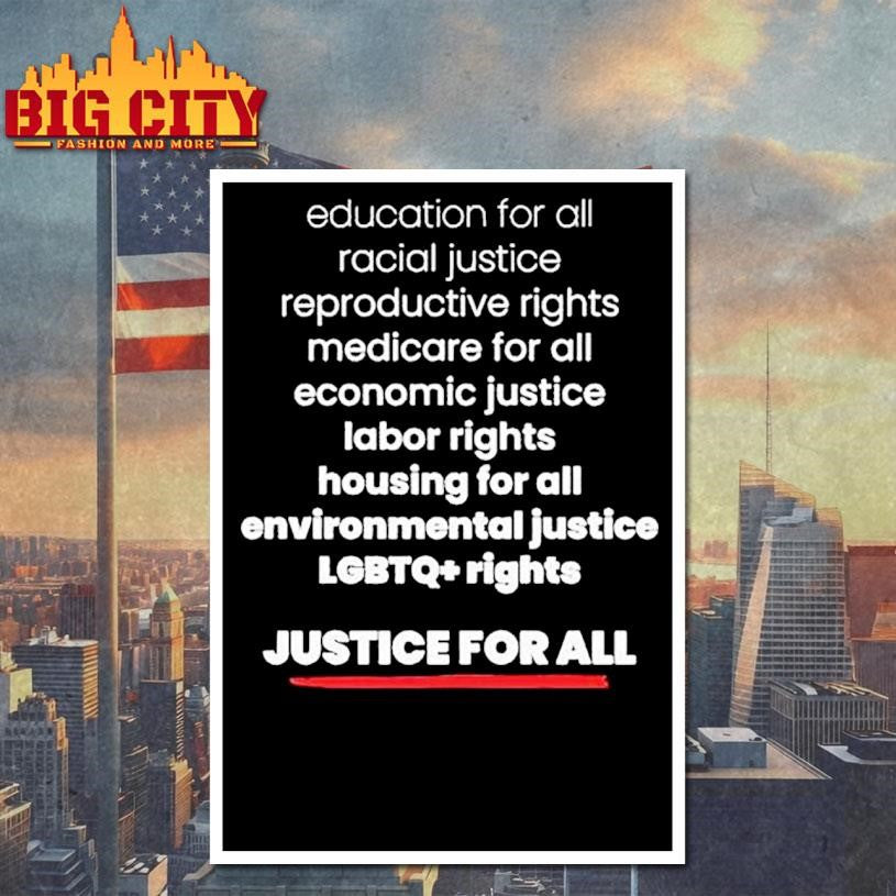 Justice For All Education For All Racial Justice Reproductive Rights Medicare For All Shirt