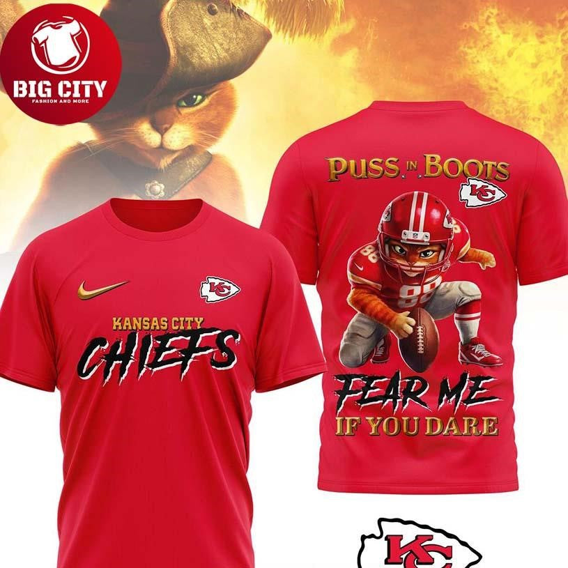 Kansas City Chiefs Puss In Boots Fear Me If You Dare Christmas Two Sided Shirt