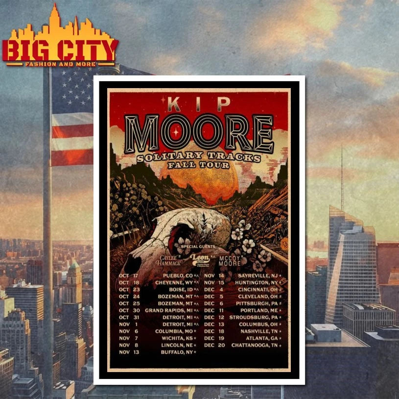 Kip Moore 2025 Solitary Tracks Fall Tour Poster Shirt