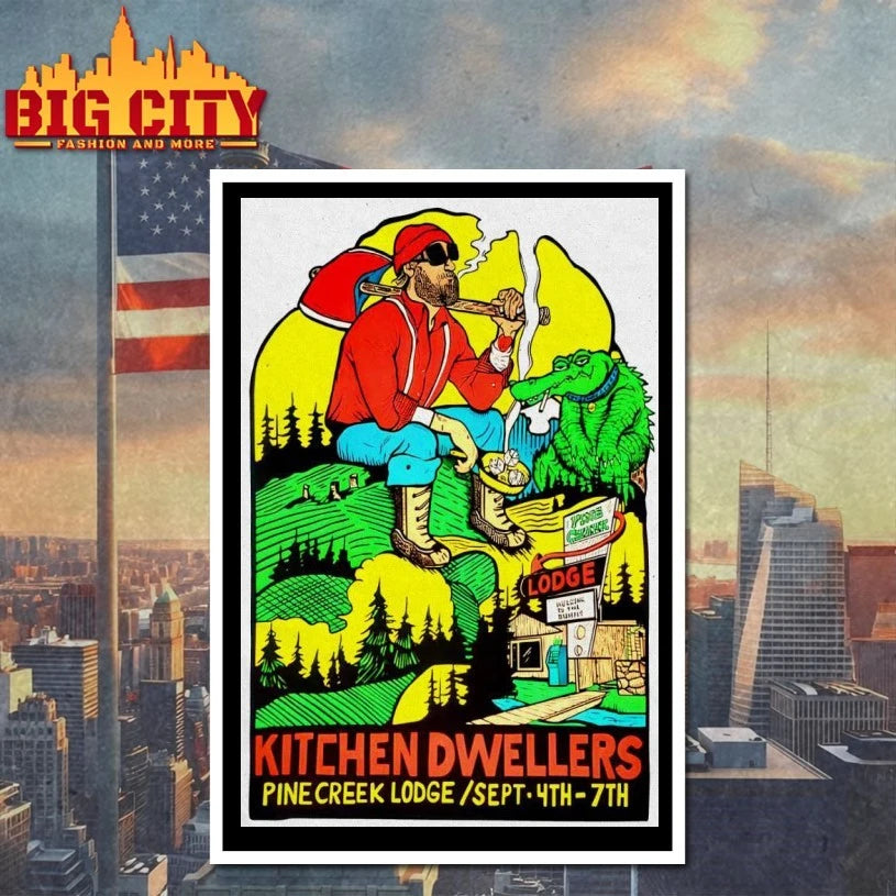 Kitchen Dwellers Sept 4th-7th 2025 Pine Creek Lodge Livingston Poster shirt