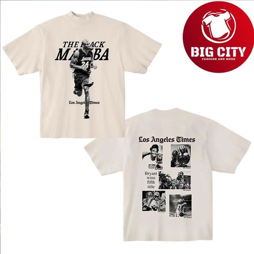 Kobe Bryant The Black Mamba 5 Rings LA Times Two Sided Shirt