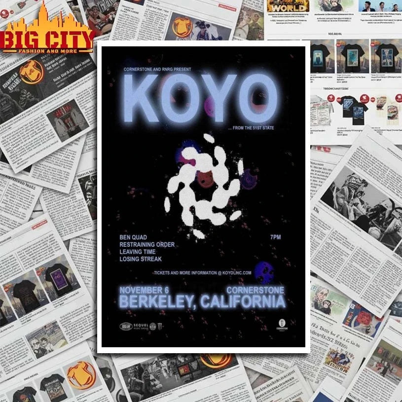 Koyo October 25 2025 Cornerstone Berkeley, CA Poster Shirts