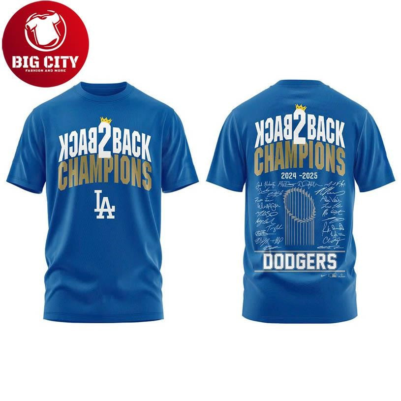 LA Dodgers 9-Time World Series Champions 2025 Celebration Two Sided Shirt