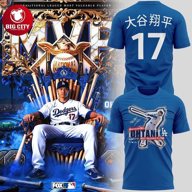 LA Dodgers Shohei Ohtani 2025 National League MVP Royal Two Sided Shirt